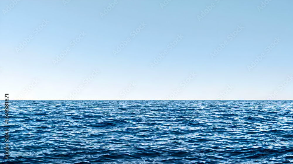 Fototapeta premium Vast Ocean Horizon Under Clear Blue Sky