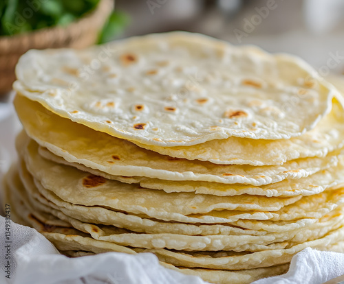 Homemade White Corn Tortillas in a Stack