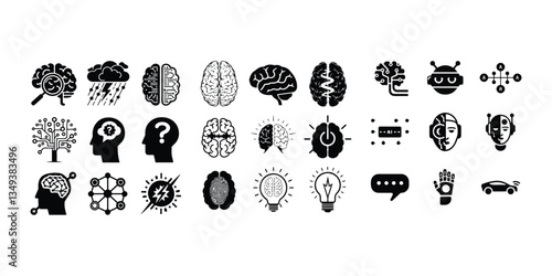 Human brain icon in line style. Editable stroke. Brain and Artificial Intelligence Icons Brain or mind side view flat vector icon for medical apps and websites brain icon
 