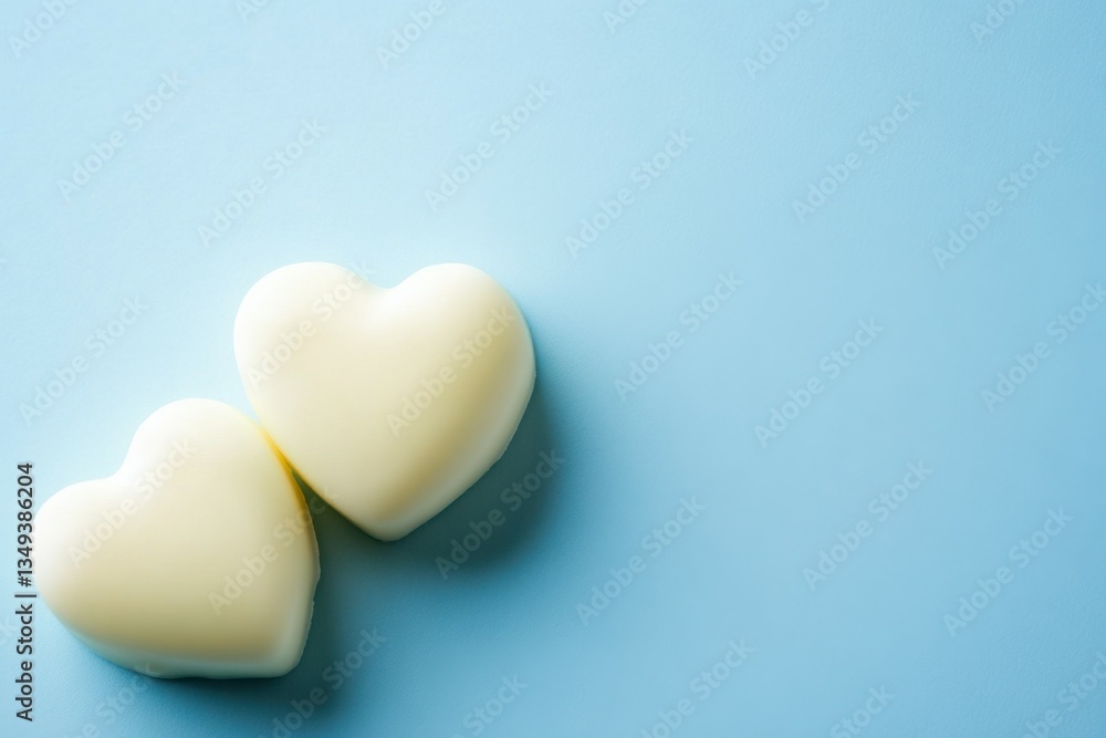 Heart-Shaped Soaps on Blue Background Heart-Shaped Soaps on Blue Background