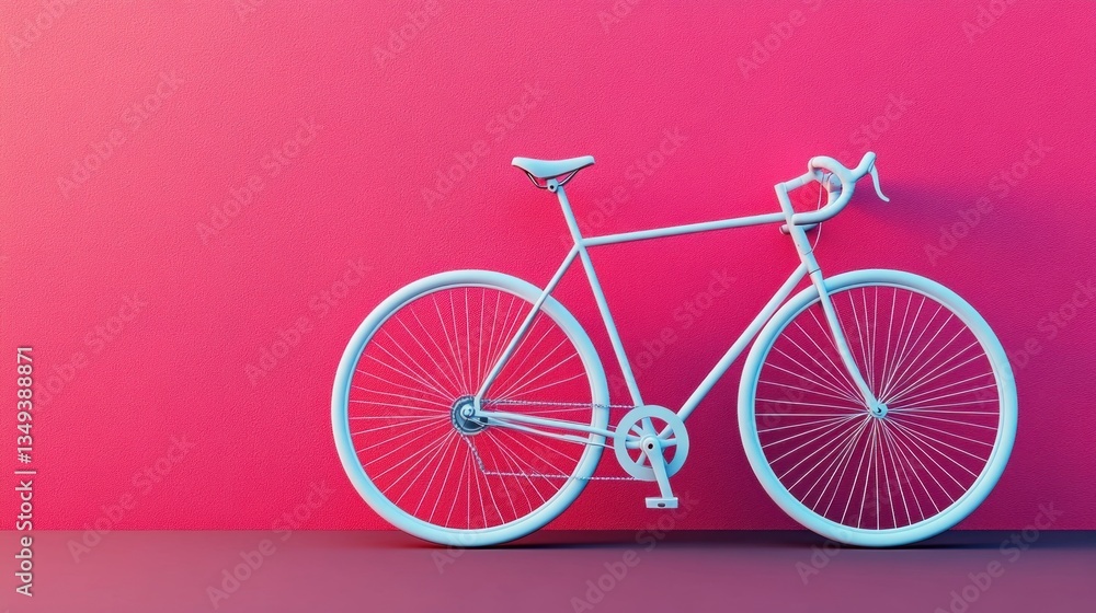 Fototapeta premium white bicycle with pink background