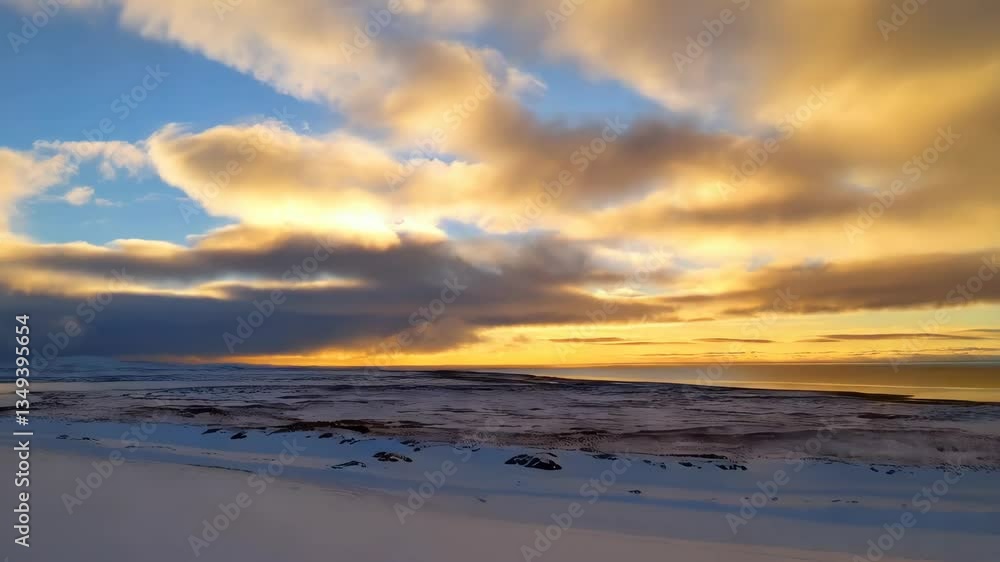 Serene winter landscape under vibrant sunset clouds Serene winter landscape under vibrant sunset clouds