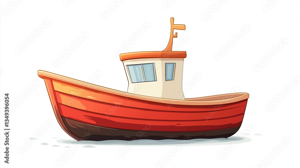 colourful boat painting on a white background colourful boat painting on a white background