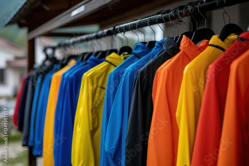 Wallpaper Mural Colorful Rain Jackets Displayed on Hangers Torontodigital.ca