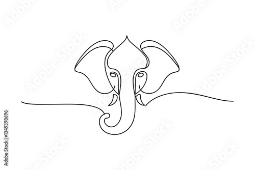 Elegant SingleLine Elephant Drawing, Minimalist Art, Indian Symbol