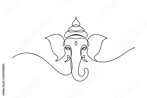 Elegant SingleLine Drawing of Lord Ganesha Hindu God