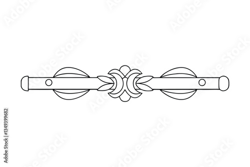 Ornate Decorative Metal Furniture Hardware, Strap Hinge, Double End Cap