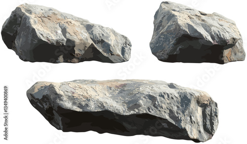 Hard rock stone shape vector transparent PNG file, stone texture, rock design, natural stone, stone illustration, transparent background, rock element, geology vector image