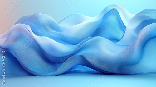 Abstract blue fabric waves.  Soft, flowing curves