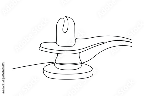 SingleLine Drawing of Shiva Lingam, Hindu Deity Symbol