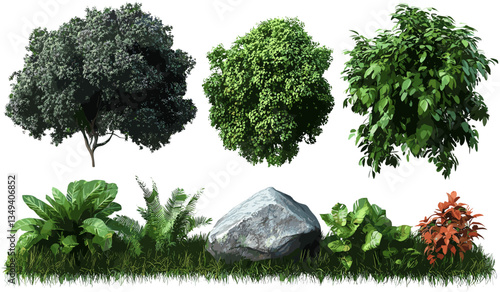Nature jungle element pack, vector isolate collection, tropical forest, wildlife elements, leaves, plants, exotic trees, green foliage, environmental graphics, natural design