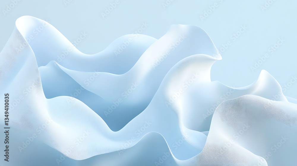 Obraz premium Abstract Blue Fabric Waves Flowing Softly