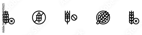 Gluten free icon. Set of Gluten free label vector icons set. No wheat symbols templates design for gluten free food package or dietetic product nutrition sign. Vector Illustration. Vector Graphic.