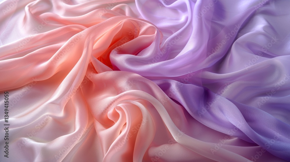 Obraz premium Soft silk flows from pale pink to lavender, blending harmoniously with light and graceful folds