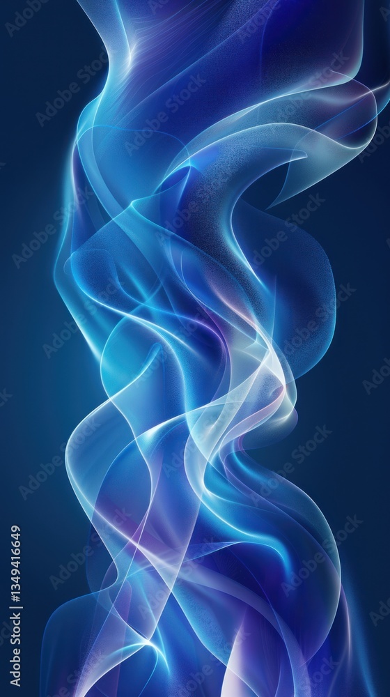 Fototapeta premium Abstract swirling blue and purple smoke patterns on dark background