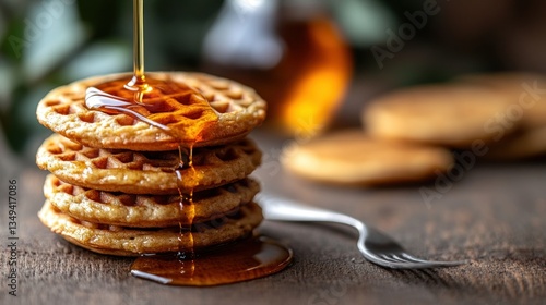 Wallpaper Mural Stacked waffles drizzled with syrup Torontodigital.ca