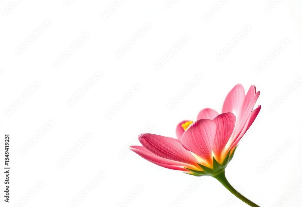 Obraz premium A single vibrant bloom, petals unfurled, set against a pure white backdrop, decoration, colorful flower