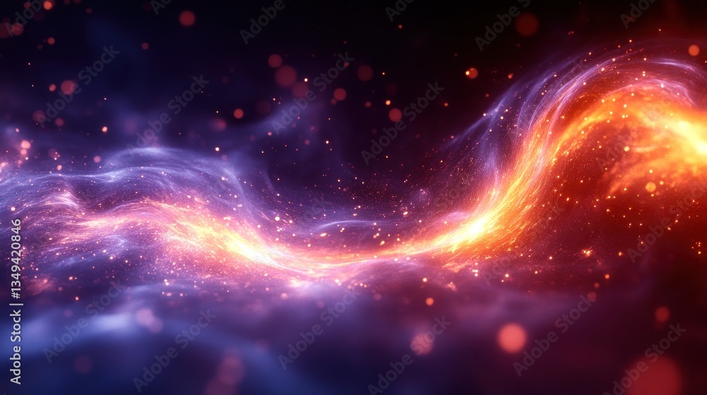 Obraz premium Abstract cosmic energy flow, vibrant colors and glowing particles