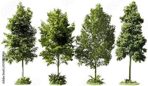 Jungle rain forest trees vector cutout set, PNG shapes, tropical plants, nature illustration, forest background, exotic foliage, wildlife, lush greenery, eco-friendly design