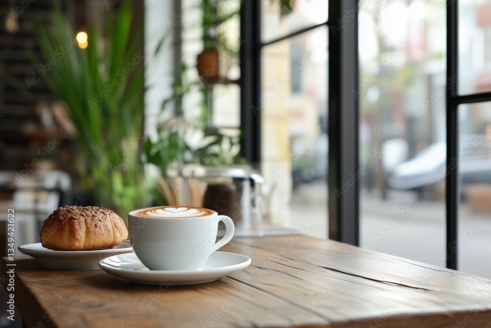 Cozy cafe table tent mockup with coffee and pastry for menu display Cozy cafe table tent mockup with coffee and pastry for menu display
