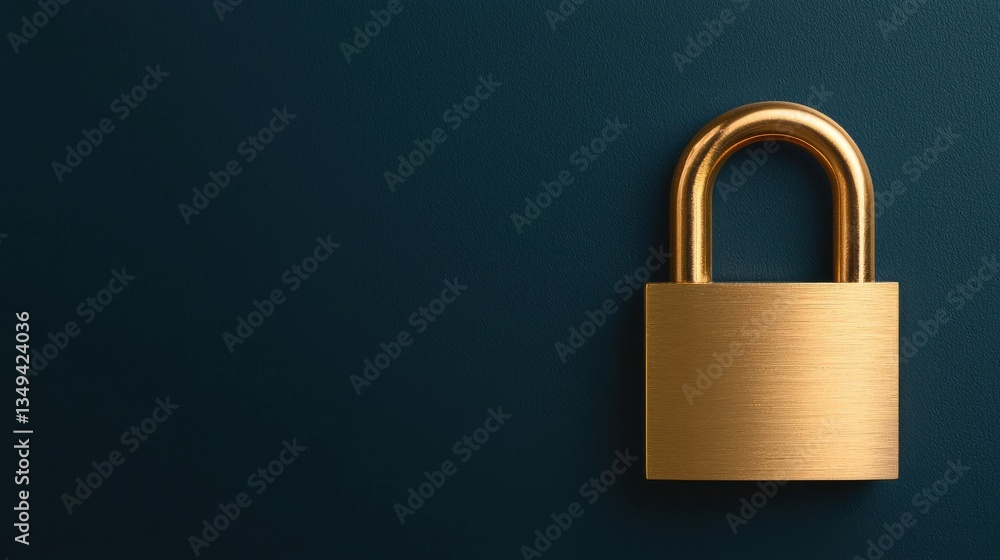 Golden Padlock on Dark Background Concept of Security and Protection Golden Padlock on Dark Background Concept of Security and Protection
