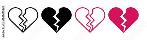 Broken heart icons pack. vector illustrations designs