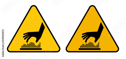 Caution hot surface signs pack. vector illustrations designs