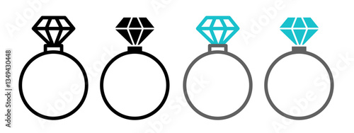 Diamond ring icons pack. vector illustrations designs