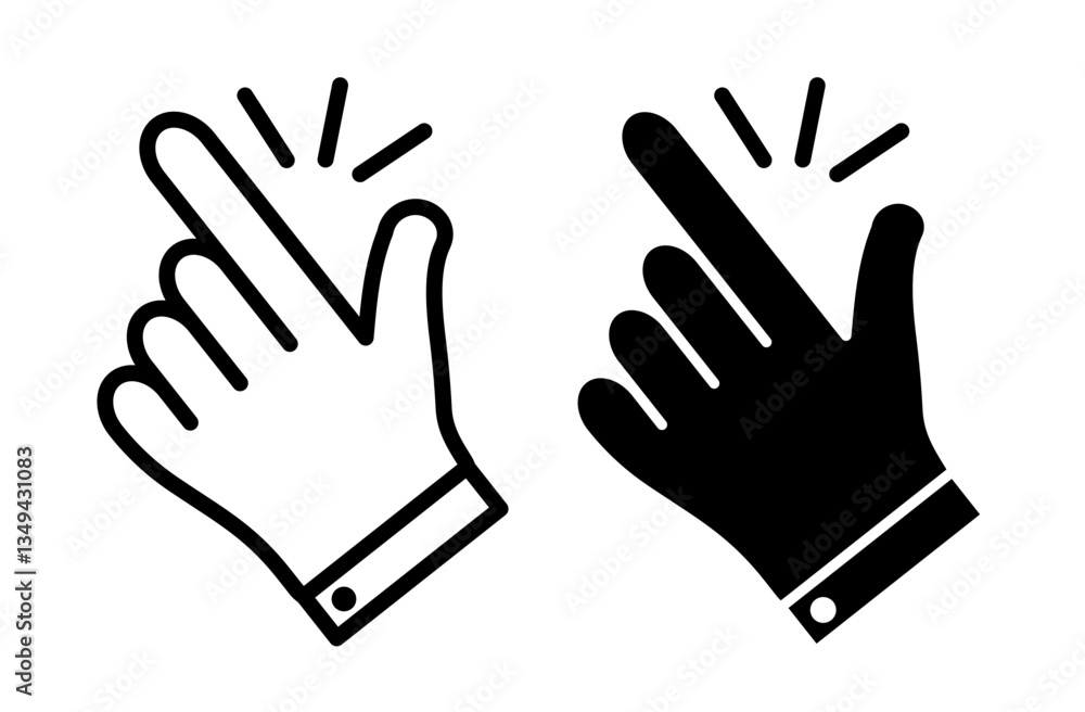 Finger snapping icons pack. vector illustrations designs Finger snapping icons pack. vector illustrations designs