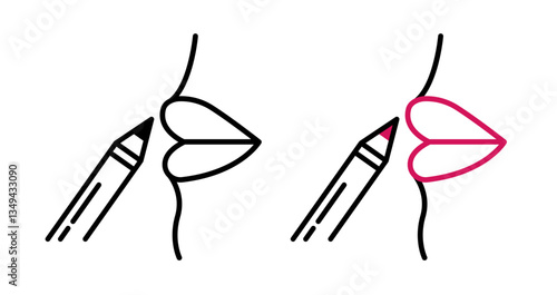 Lip pencil icons pack. vector illustrations designs