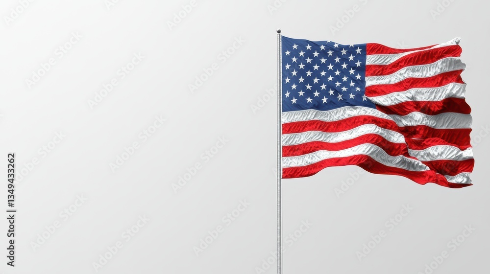 Waving American flag against a clean, neutral background, symbolizing patriotism Waving American flag against a clean, neutral background, symbolizing patriotism