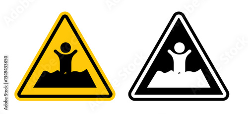 Mud warning signs pack. vector illustrations designs