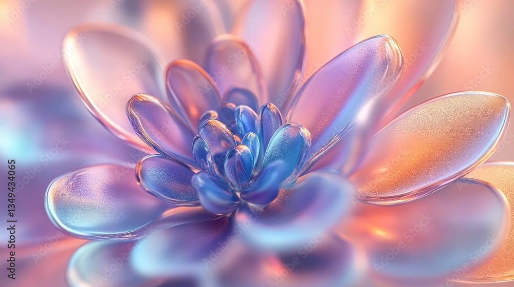 A digitally created translucent flower with delicate petals is displayed A digitally created translucent flower with delicate petals is displayed