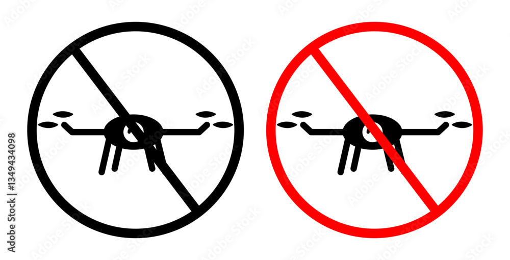 No fly drones sign pack. vector illustrations designs No fly drones sign pack. vector illustrations designs