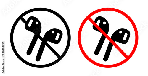 No earbuds allowed sign pack. vector illustrations designs