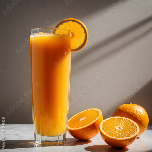Freshly Squeezed Orange Juice with Ice & Citrus Slices