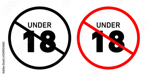 No under eighteen sign pack. vector illustrations designs