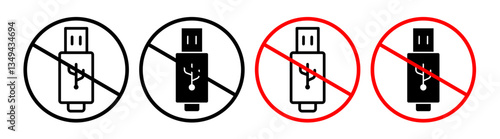 No USB flash drive sign pack. vector illustrations designs