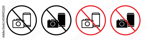 Photo and phone forbidden signs pack. vector illustrations designs