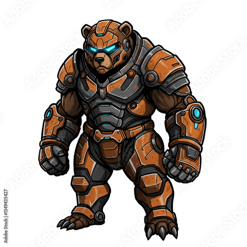 Powerful Bear in Futuristic Armor Mascot Character Design