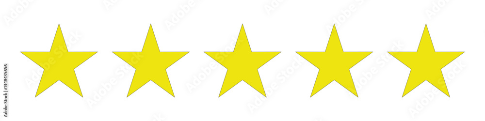 5 Star Rating with five golden stars as 5 Star Rating with five golden stars as