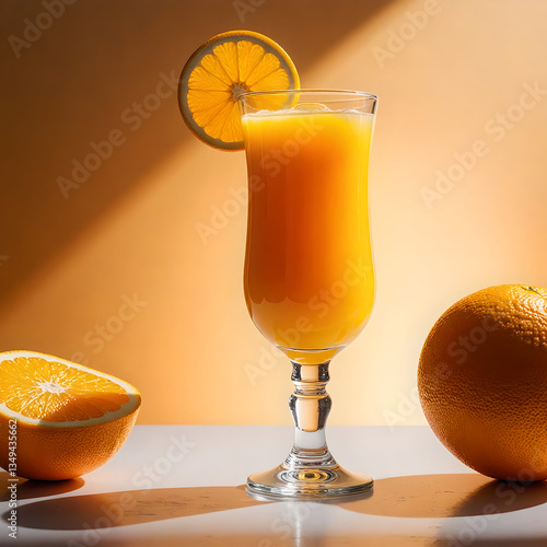 Refreshing Cold Orange Juice in a Tall Glass