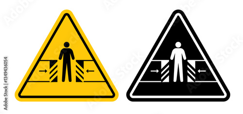 Risk of crushing warning signs pack. vector illustrations designs