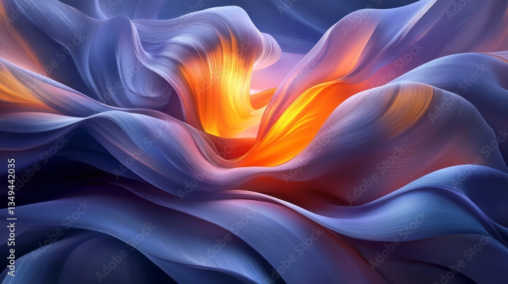 Obraz premium Abstract flowing shapes with vibrant orange and blue color gradients
