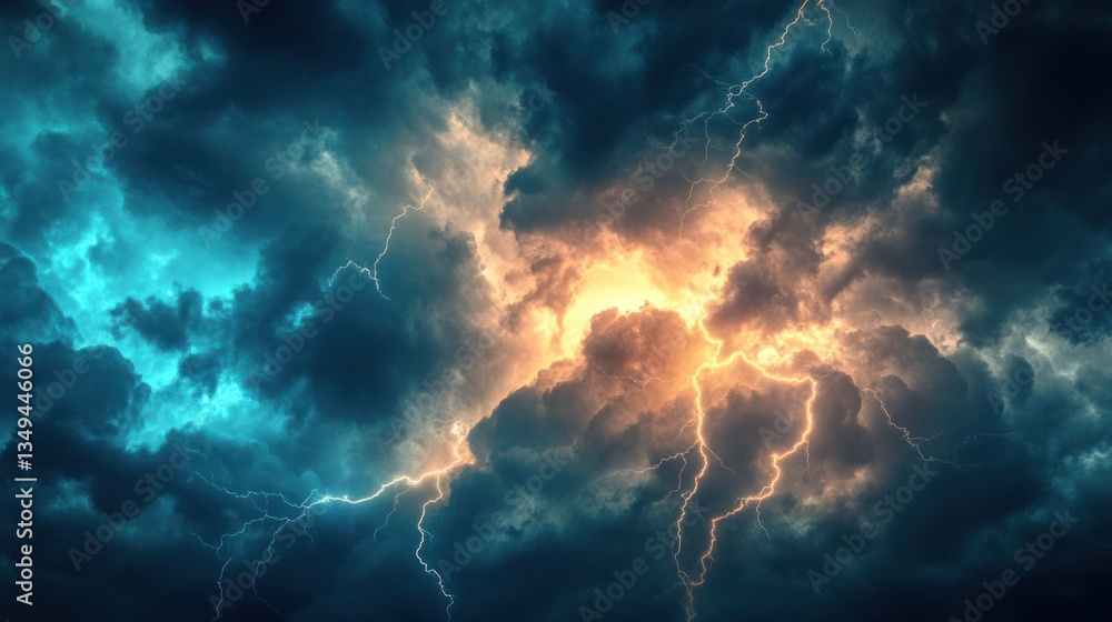 Fototapeta premium Dual Lightning Storm