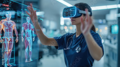 Wallpaper Mural healthcare professional futuristic medical lab is using virtual reality technology to interact with 3D anatomical models Torontodigital.ca