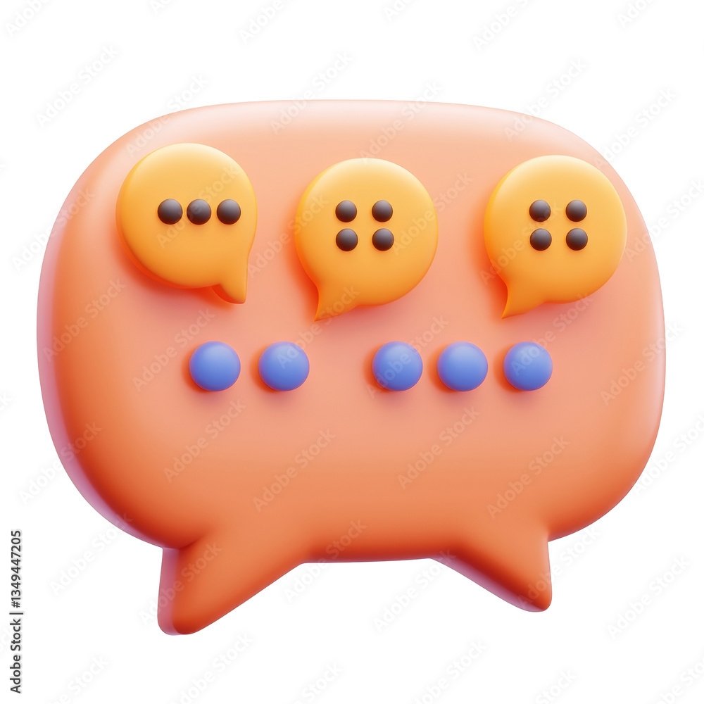 3D rendered group discussion icon with thought bubbles 3D rendered group discussion icon with thought bubbles