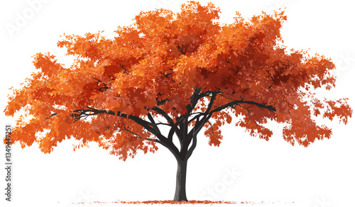 Vector autumn leafs, orange leaves tree cutout, transparent png background, fall season design, autumn decoration, seasonal tree, nature cutout, autumn foliage, tree silhouette