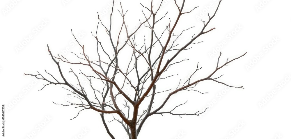 Fototapeta premium Bare, intertwined branches isolated against a pure white backdrop, wood, stark