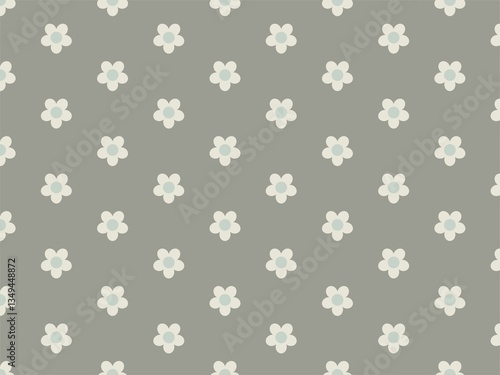 大人っぽいアースカラーと小花のシームレスパターン背景イラスト